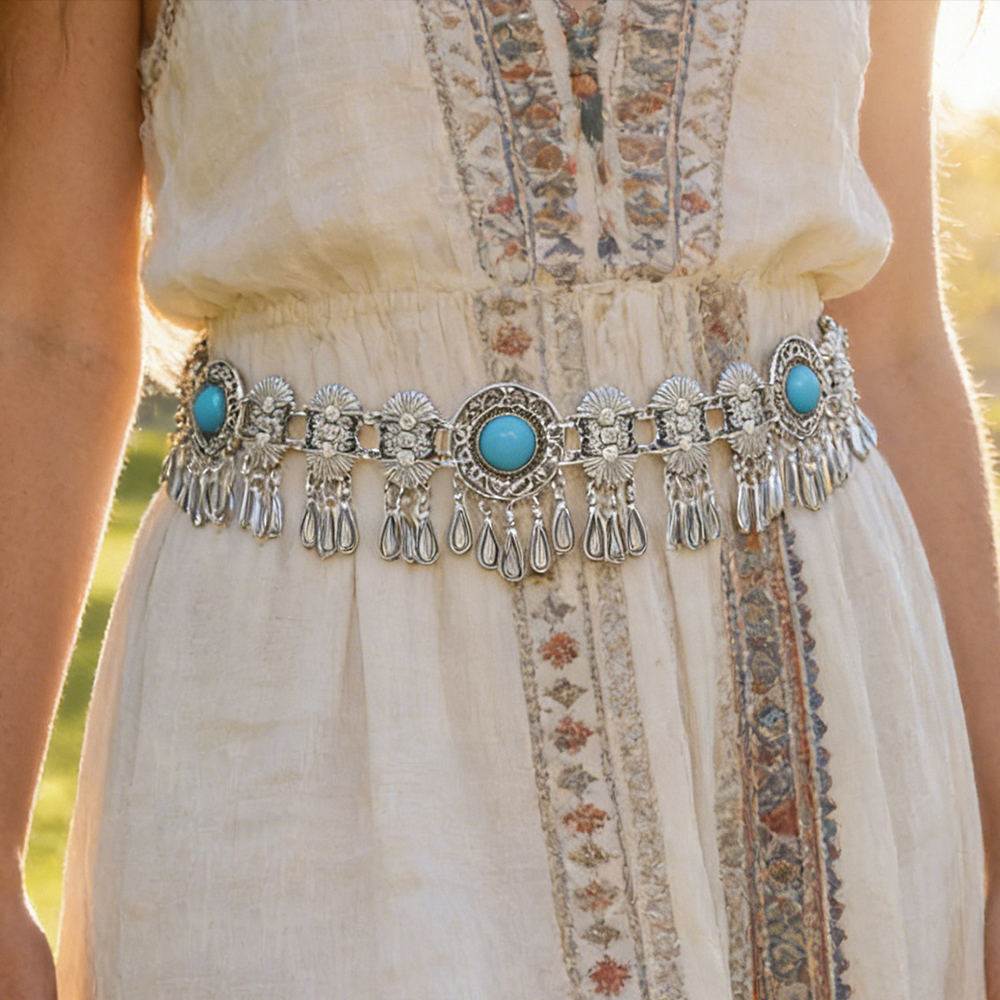 Ethnic Indian Fashion - Ethnic Vintage Silver Alloy Carved Belly