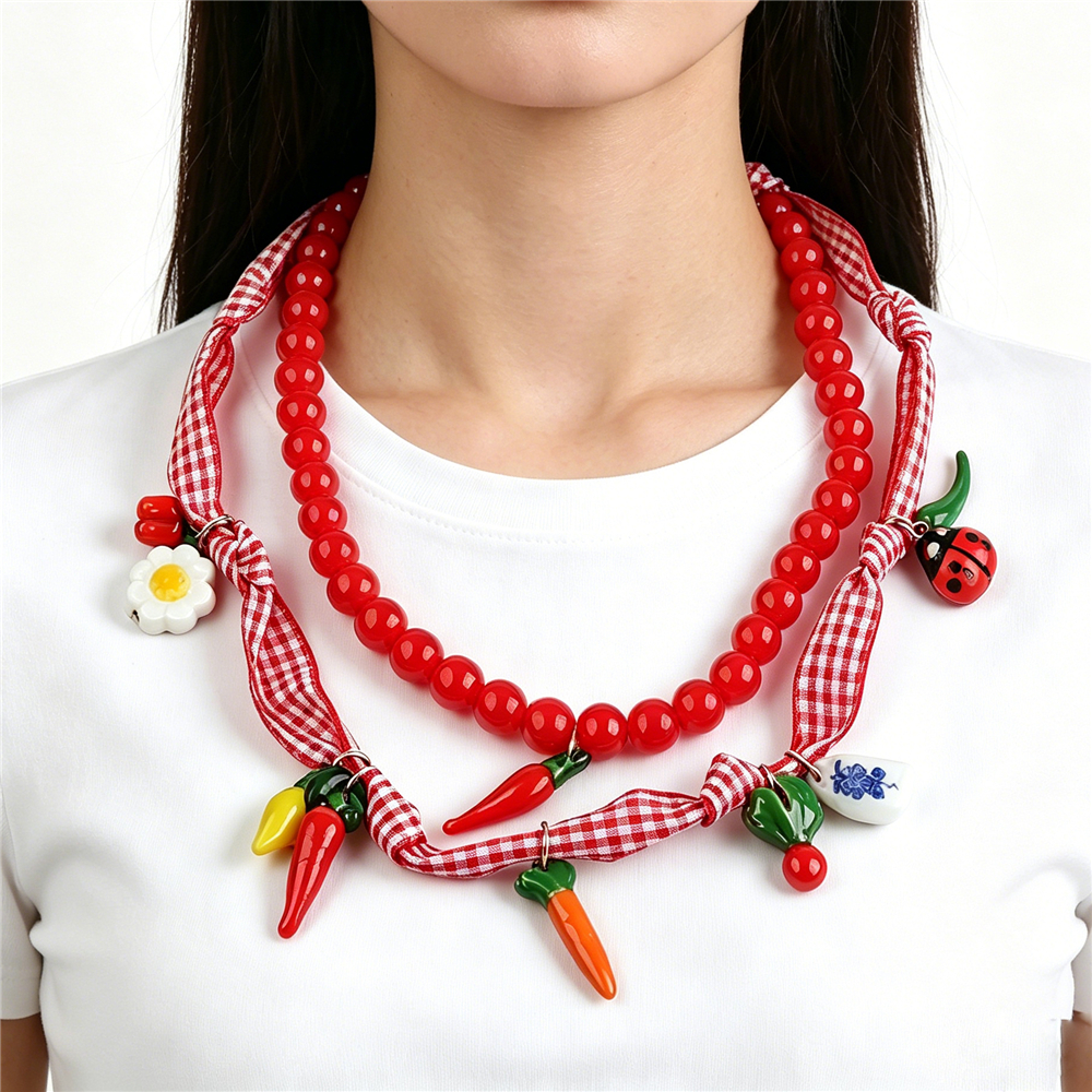 Fashion Y2K Red Beaded Choker  – обзор и цена Y2K Ethnic Fashion