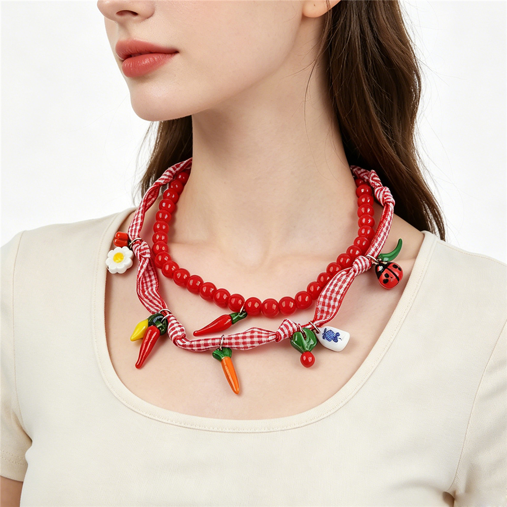 Fashion Y2K Red Beaded Choker  – обзор и цена Y2K Ethnic Fashion