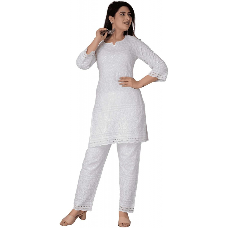 Chikankari Cotton Indian Kurti – обзор и цена Salwar Kameez Set